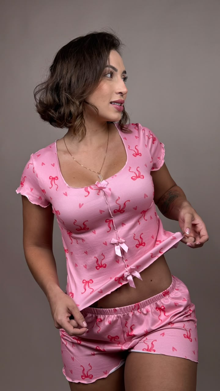 pijama coquett moñitos rosa - 1400007