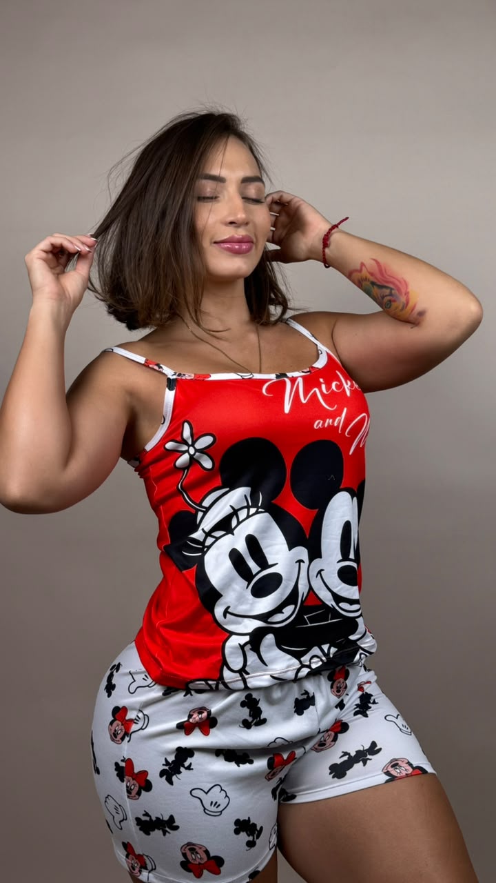 Pijama sublimada pareja mickye and mine rojo- 1800306