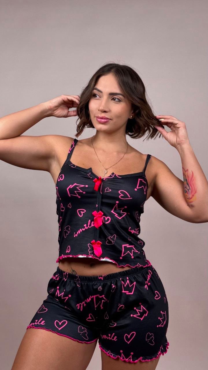 Pijama smile corona negro - 1900012