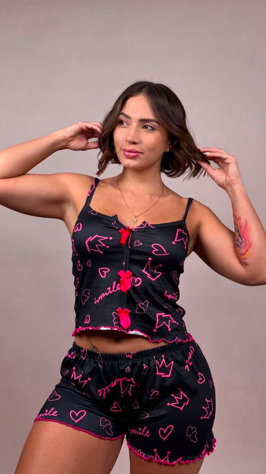 Pijama smile corona negro - 1900012