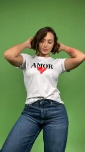 Camiseta AMOR corazon rojo blanco -1202443