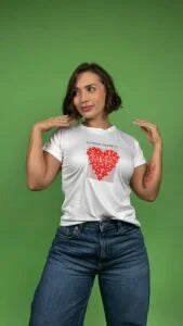 camiseta cuadro corazon rojo blanco -1202429