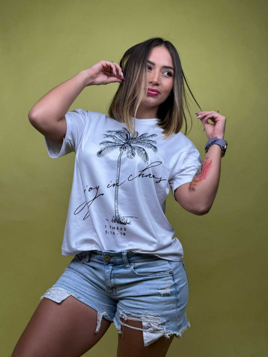 Camiseta joy in chaos "palmera" blanco - 2500005