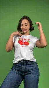 Camiseta fresas rojas blanco -1202426