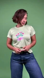 Camiseta jesus sana flores verde -1202442