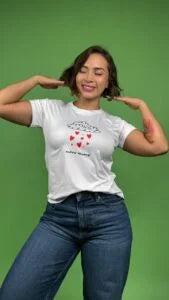 Camiseta lluvia de corazones blanco -1202439