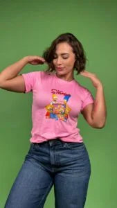 Camiseta los simpson cuadro rosa -1202438