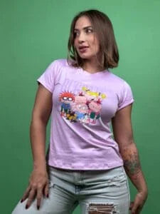 Camiseta rugrats flor mariposa lila claro -1202384