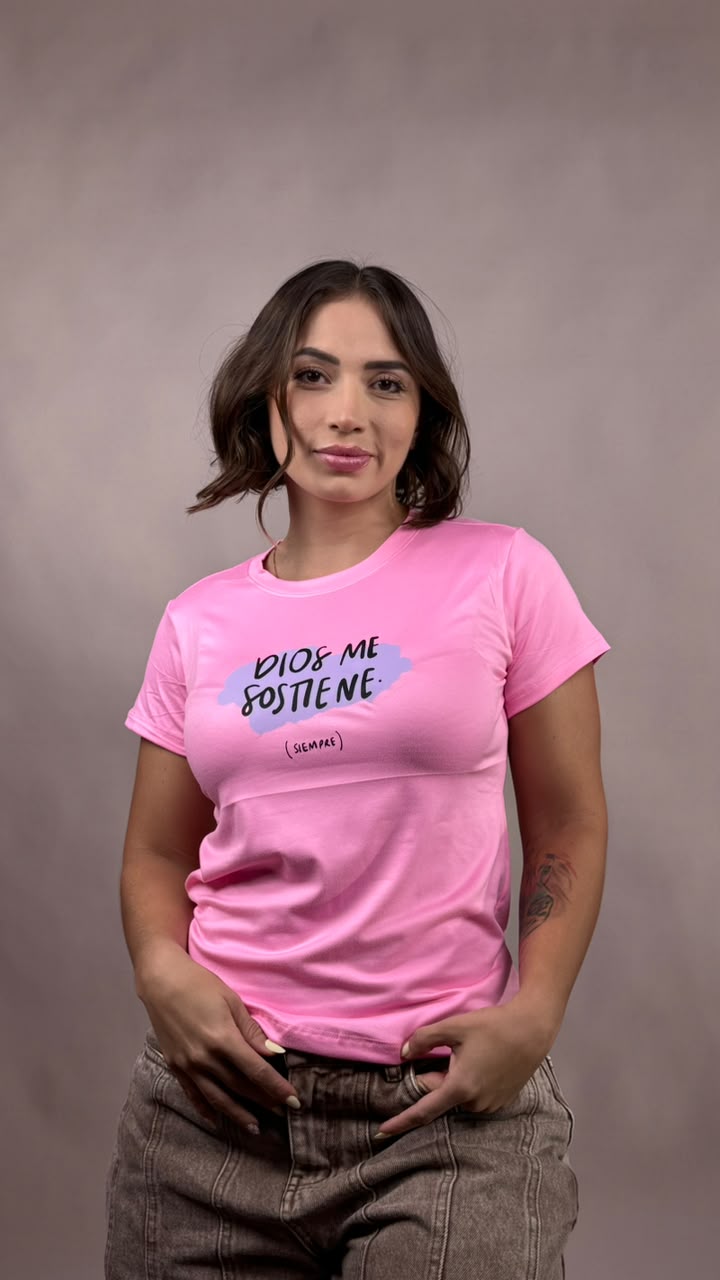 camiseta Dios me sostiene (siempre)  rosa -1202463