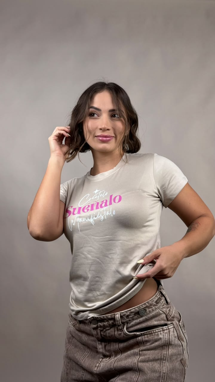 camiseta  creetelo sueñalo manifieta biege- 1202466