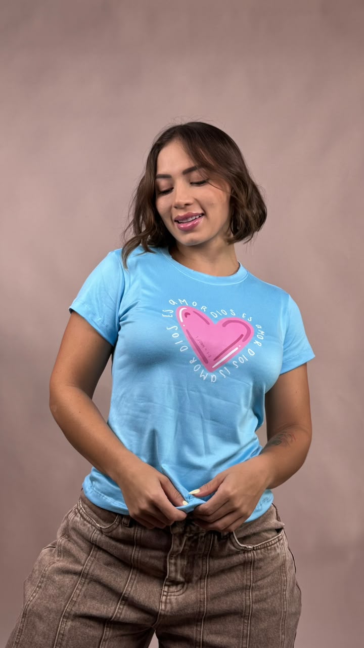 Camiseta dios es mor corazon azul -1202469