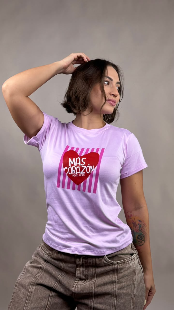 Camiseta mas corazon menos M lila-1202477