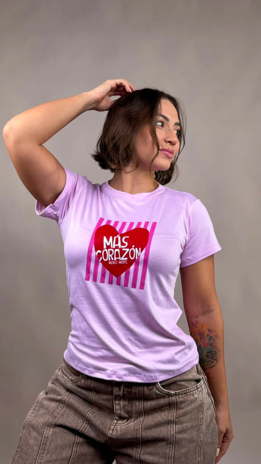 Camiseta mas corazon menos M lila-1202477