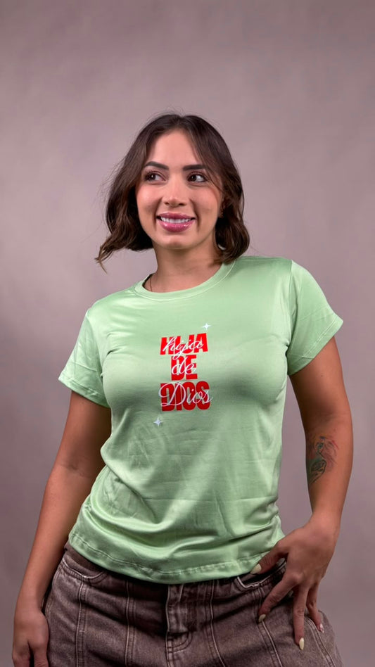 Camiseta hija de Dios verde -1202488
