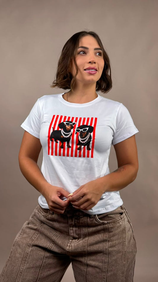 Camiseta 2 perritos gafas -1202491