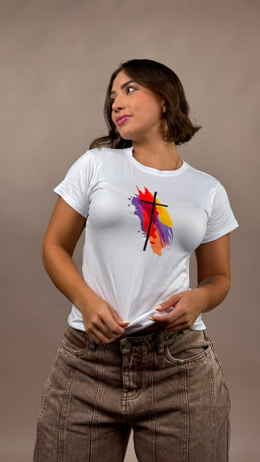 Camiseta cruz mancha blanco -1202481