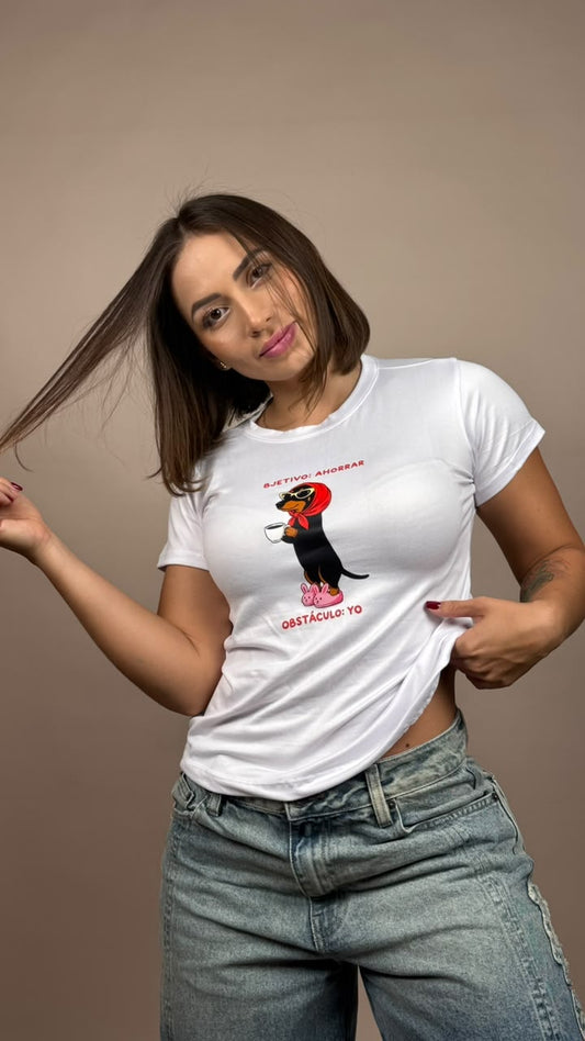 camiseta perrito objetivo: ahorrar blanco - 1202523