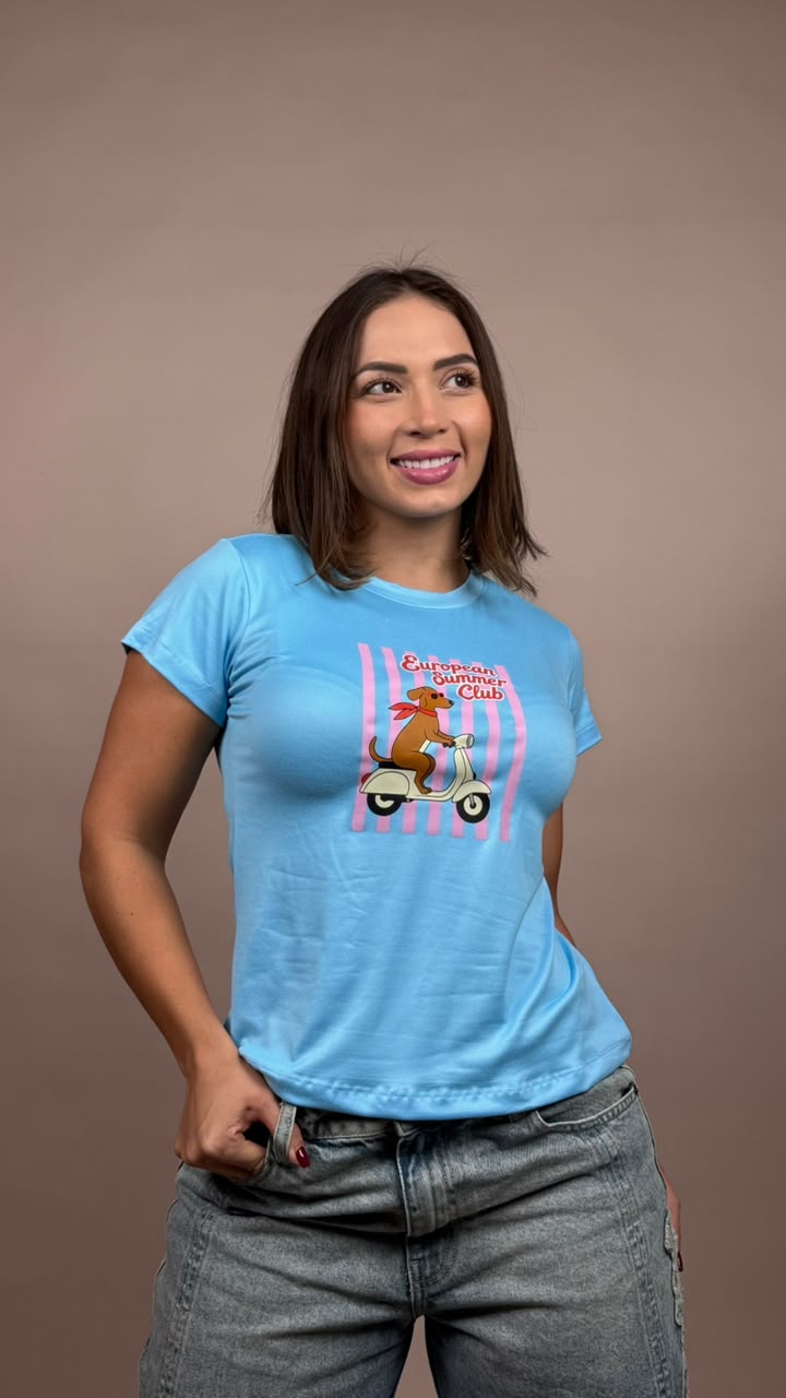camiseta perro en moto european azul - 1202531