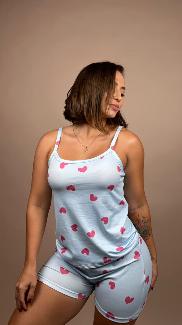 Pijama subilimada corazones fucsia, azul - 1800280