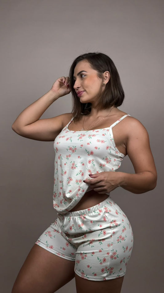 Pijama subilimada flores x 3  beige- 1800277