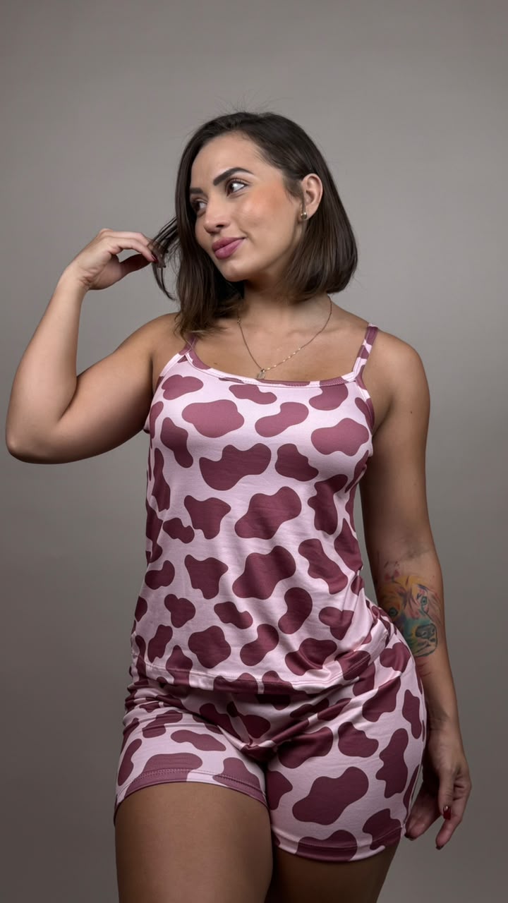 Pijama sublimada print marron, rosa - 1800279