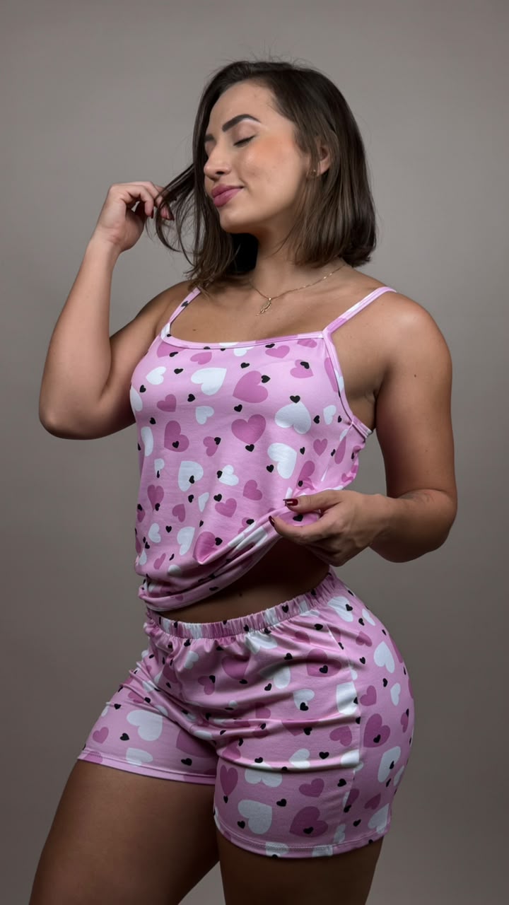 Pijama sublimada corazones blanco y morado, lila - 1800283
