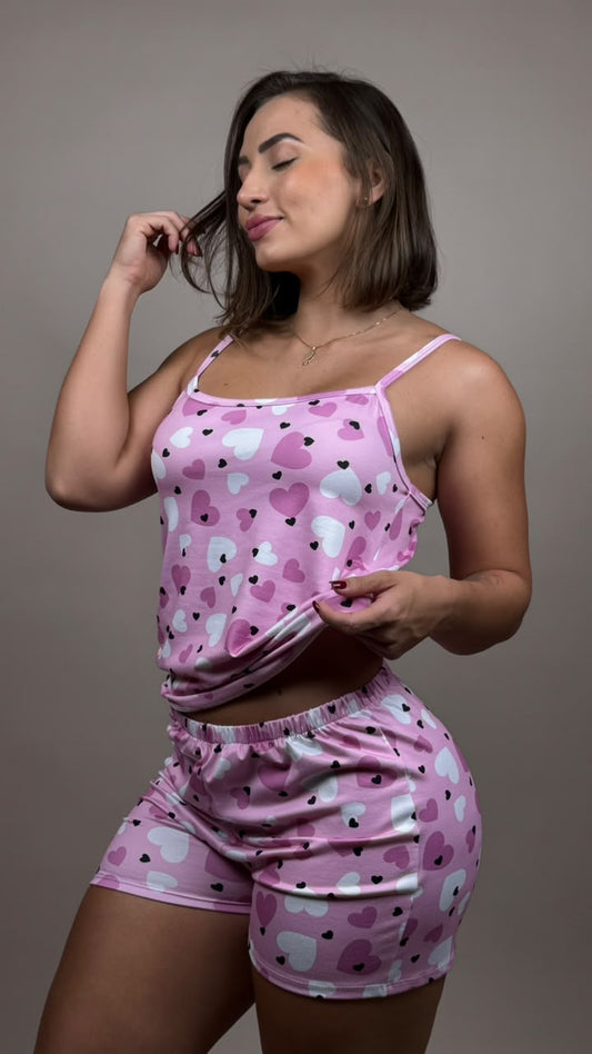 Pijama sublimada corazones blanco y morado, lila - 1800283