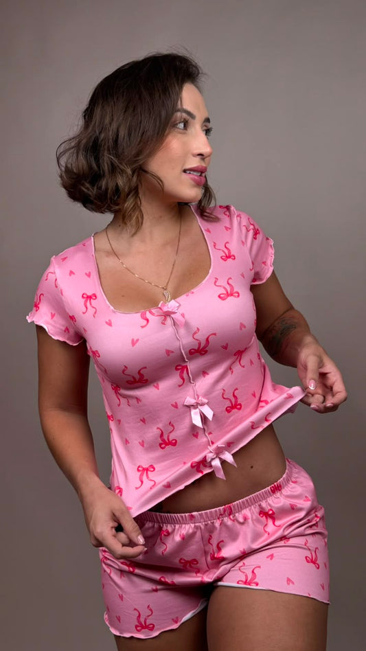 pijama coquett moñitos rosa - 1400007