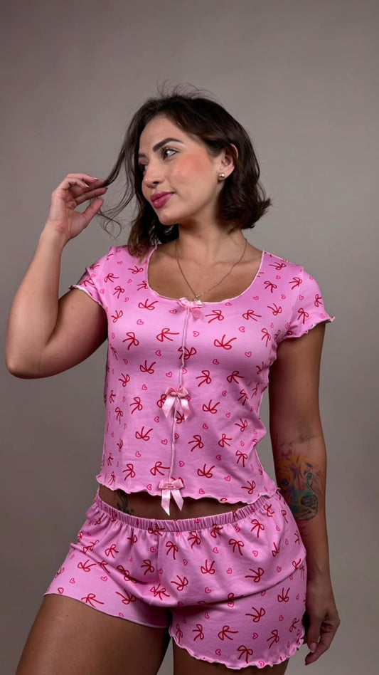 pijama coquett moños corazones morado - 1400014