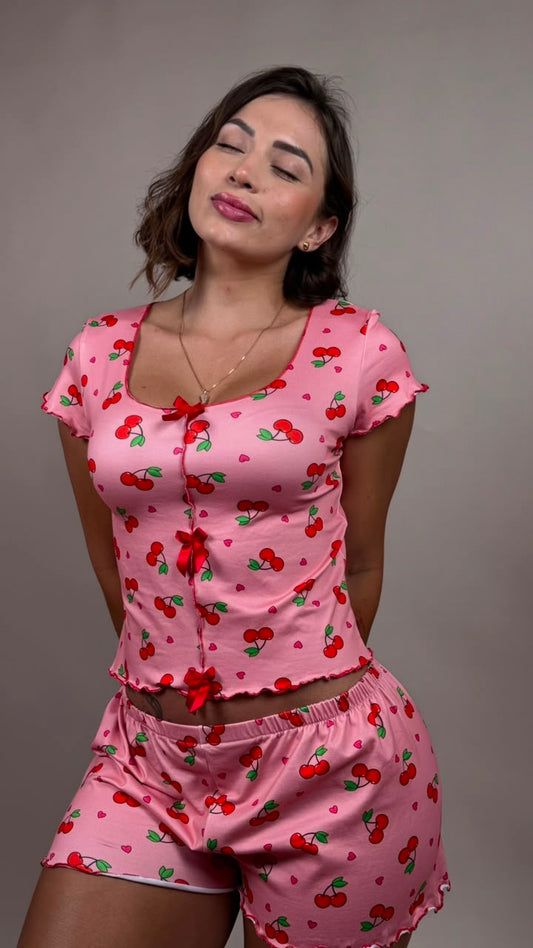 pijama coquett cerezas corzones rosa - 1400018