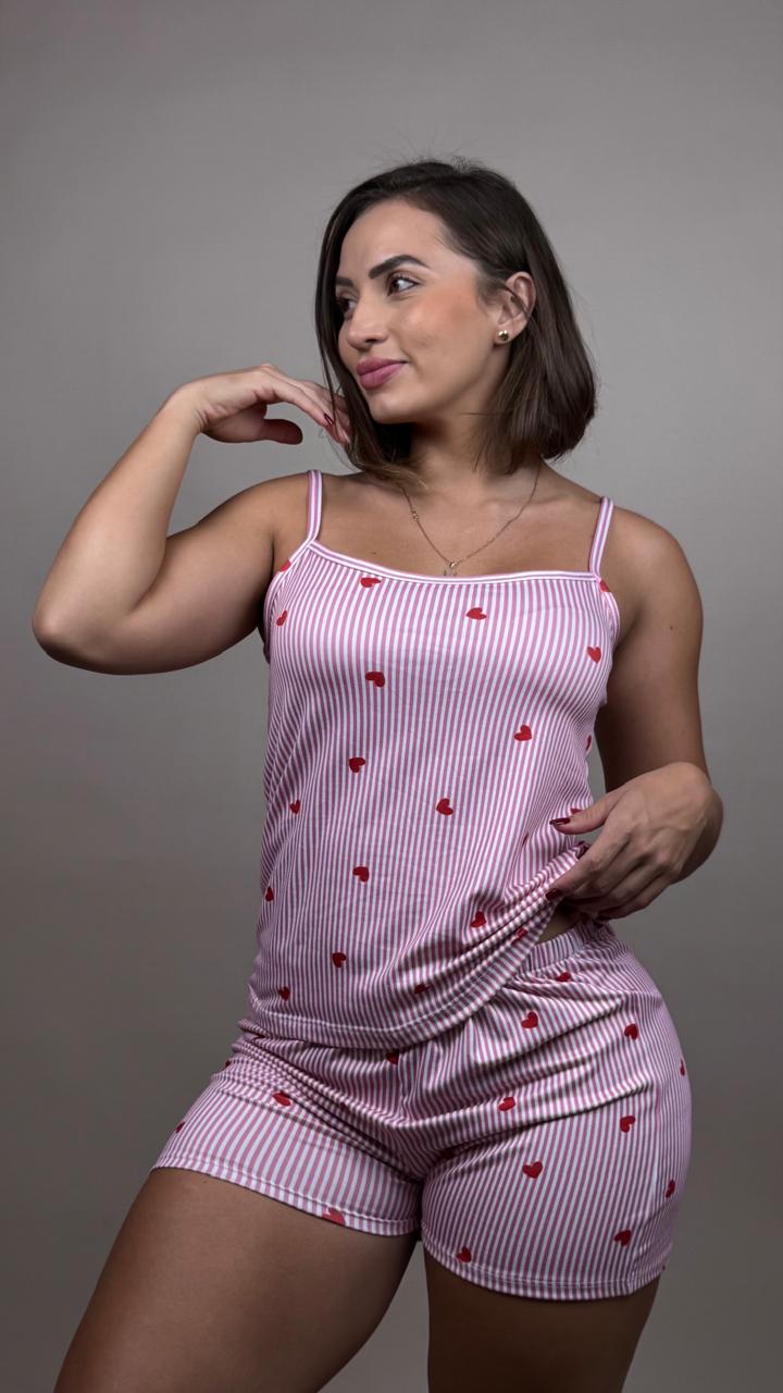 Pijama subilimada rayas corazones rojos, blanco - 1800282