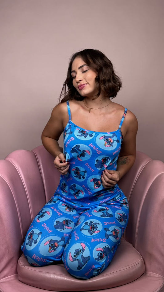 pijama pant-tira stich alegre azul - 1300006