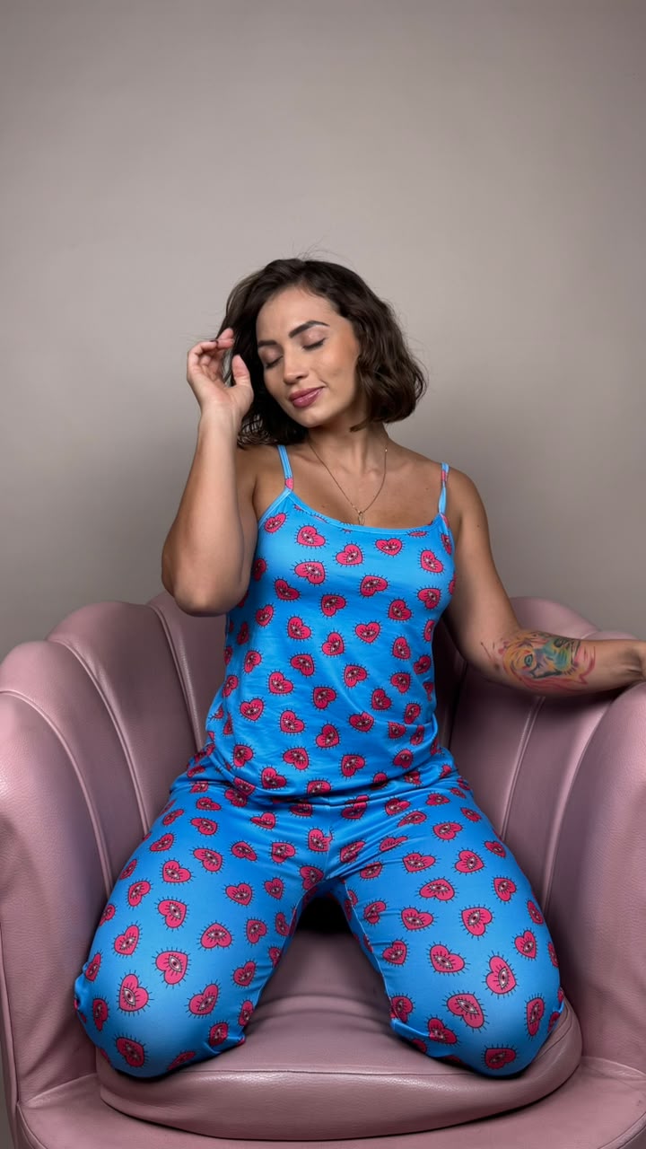 pijama pant-tira ojo corazon azul - 1300009