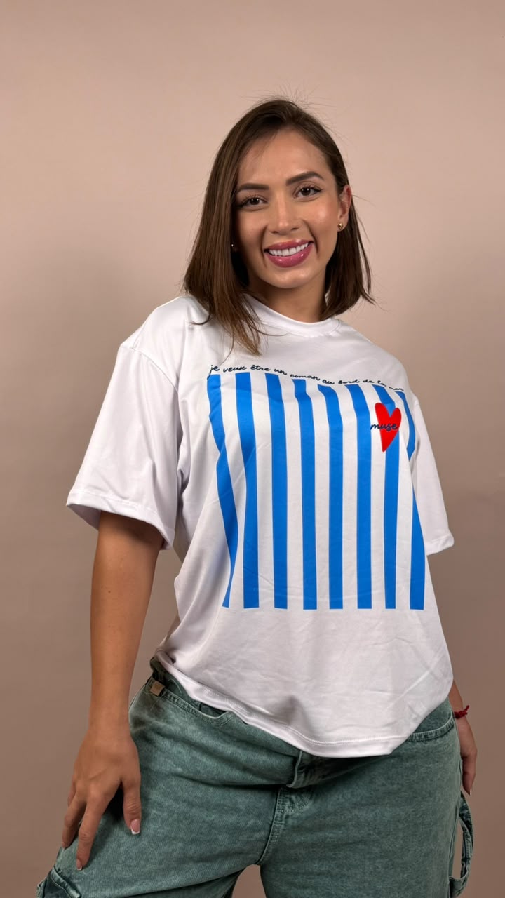 camiseta ML rayas azules- je venese - 2500091