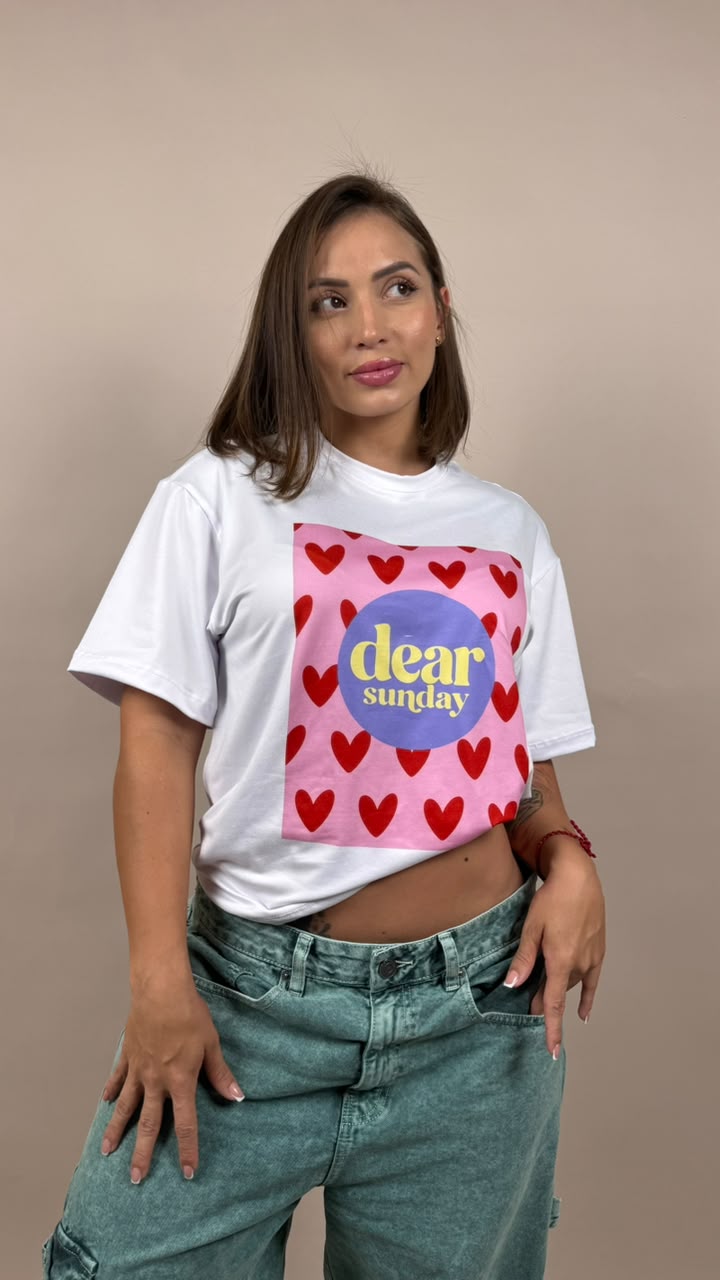 camiseta ML dear Sunday corazones rojos - 2500063