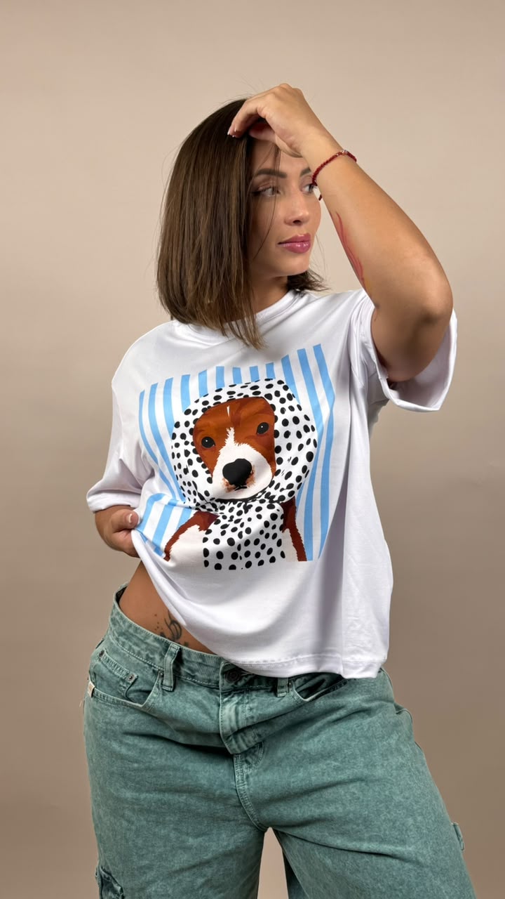 camiseta ML perro café oscuro pañoleta pepas -2500099