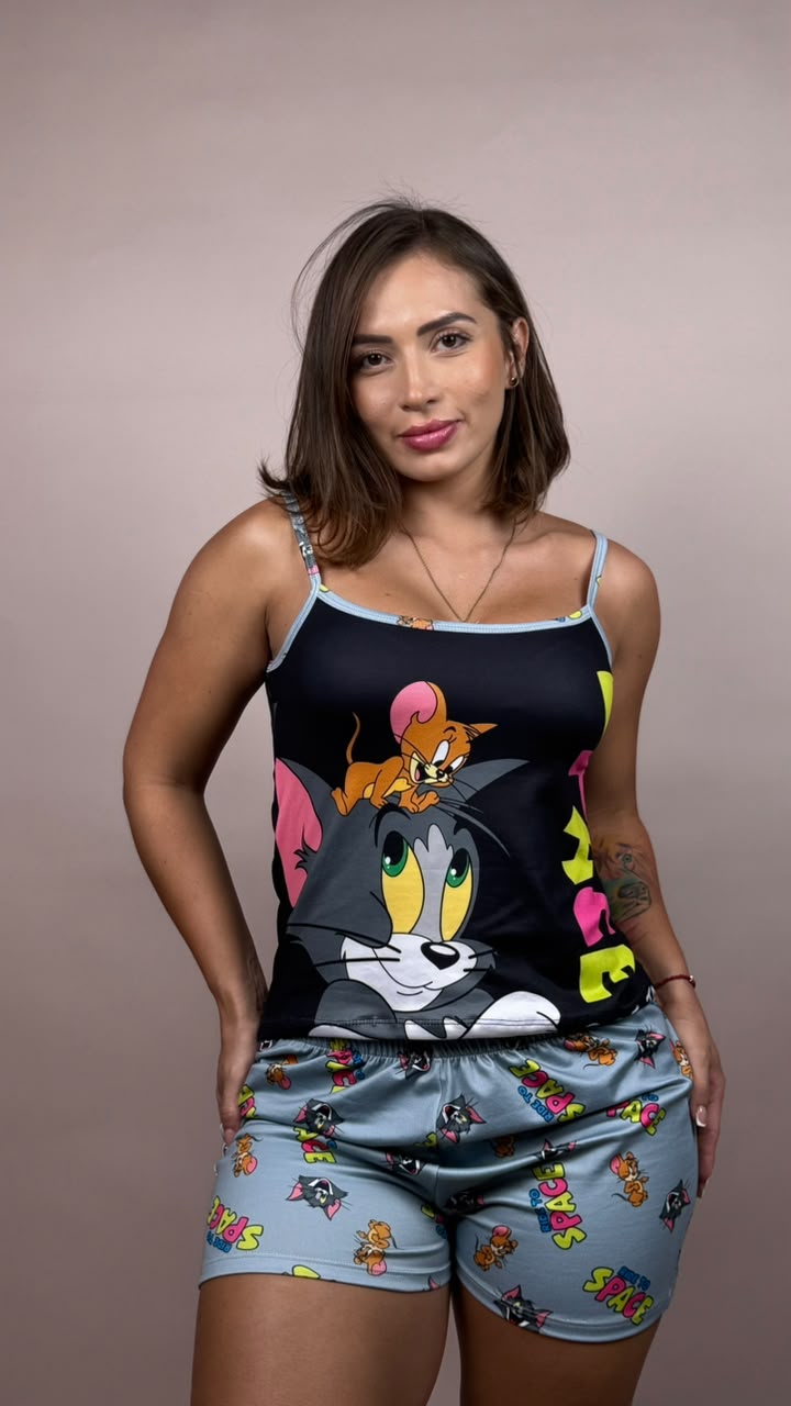Pijama sublimada tom y jerry SPACE negro - 1800298