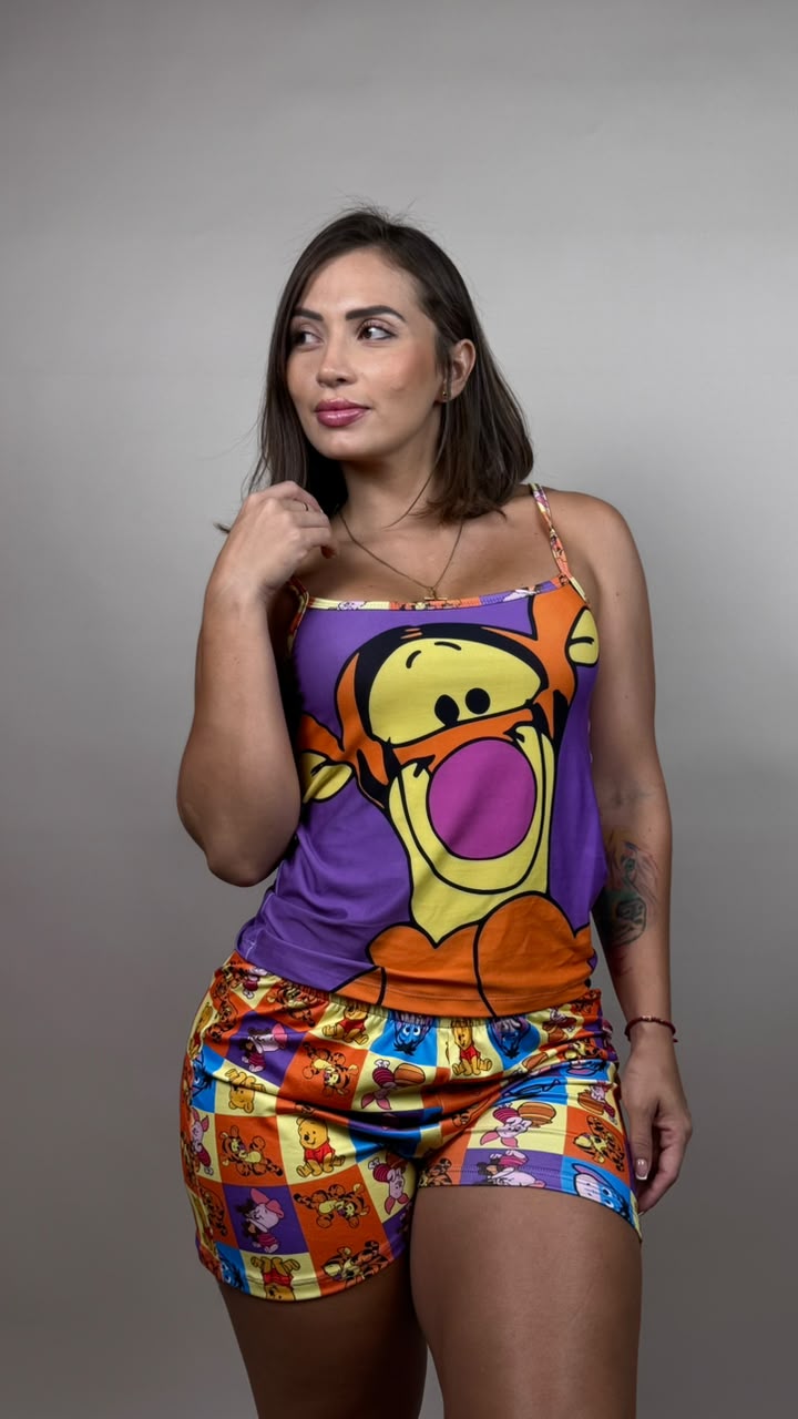 Pijama sublimada tiger winie pooh morado - 1800313