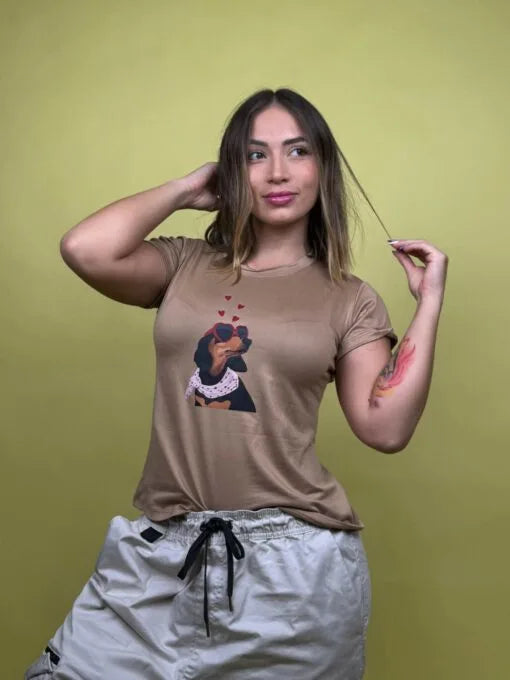 camiseta perrito fashion gafas cafe - 1201997
